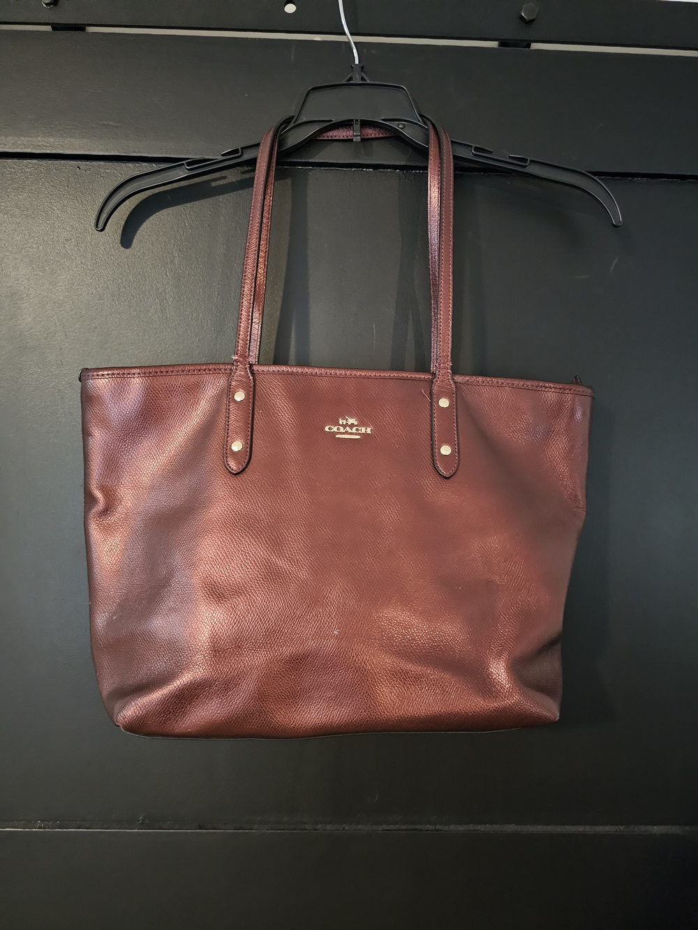 Coach Burgundy Leather Purse/Tote with Silver Logo